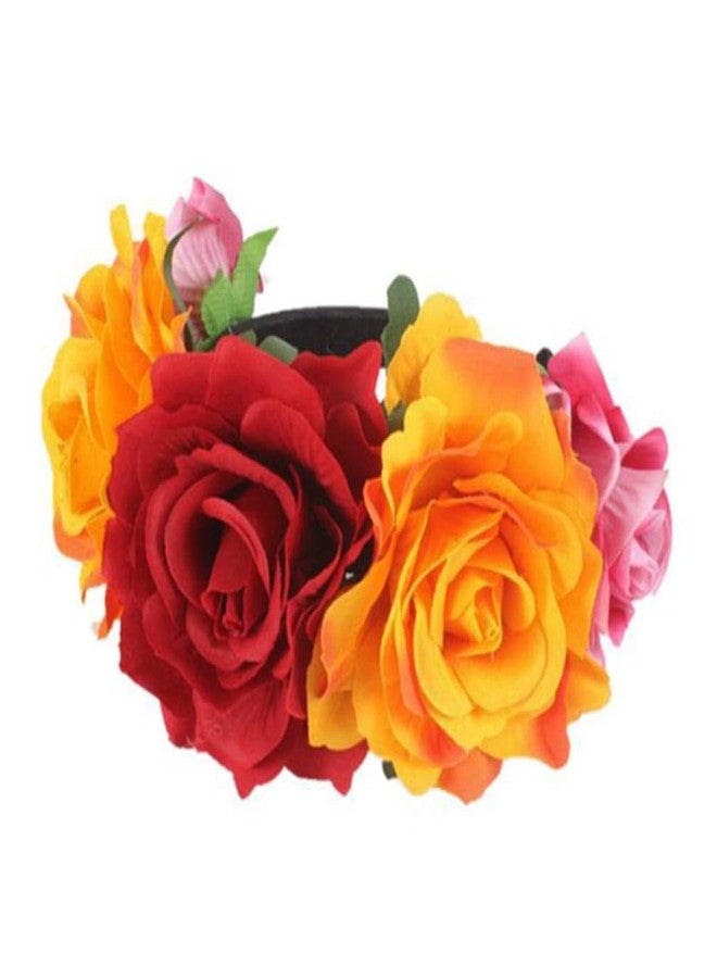 VASANA Rose Flower Crown Headband Mexican Flower Crown Headpiece Floral Hair Accessories Hair Garland for Wedding Birthday Halloween Party Costume Headwear - Image 1