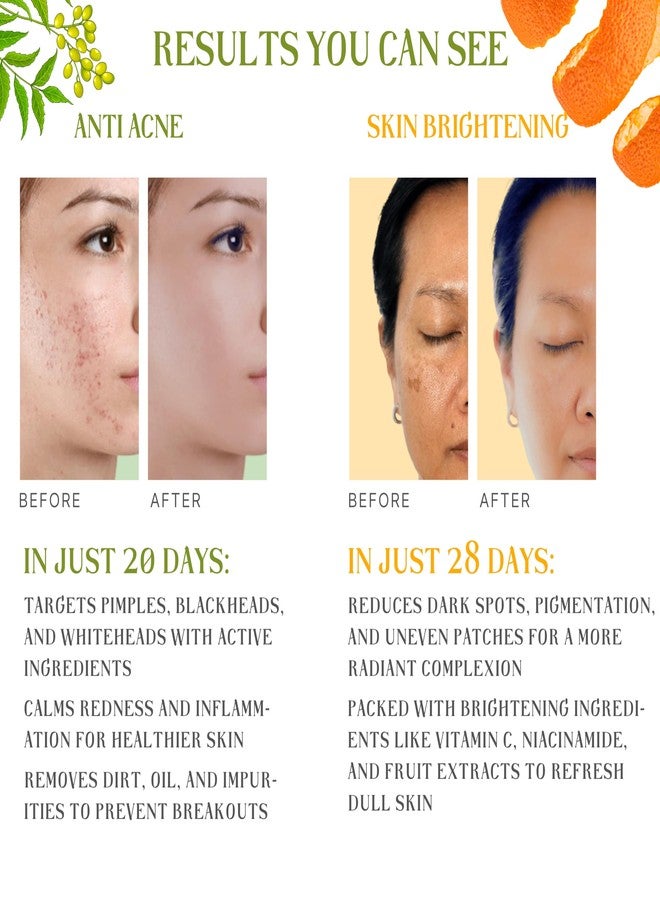 CAMISTA Face Wash Combo - Anti Acne with Neem & Aloe Vera + Skin Brightening with Orange Peel & Mulberry | Pimple Care, Oil Control & Glow Boosting | sulfate & Paraben-Free- 100ml (Pack of 3) - Image 2