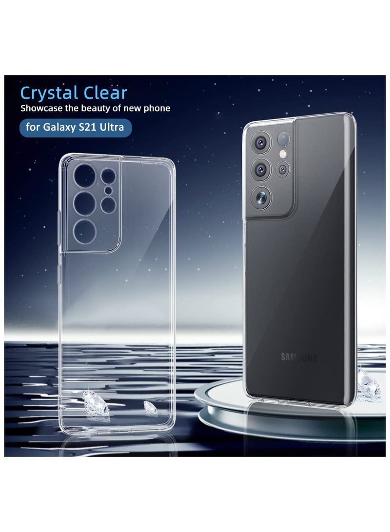 فواتير جراب شفاف مقاوم للصدمات لهاتف Samsung Galaxy S21 ULTRA، غير مصفر، حماية من السقوط العسكري بطول 10 أقدام، غطاء هاتف خلفي شفاف صلب مزود بوسائد هوائية بأربع زوايا للحماية من السقوط - Image 4