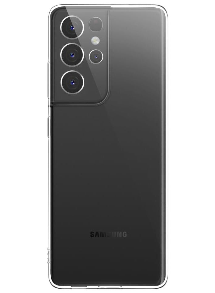 فواتير جراب شفاف مقاوم للصدمات لهاتف Samsung Galaxy S21 ULTRA، غير مصفر، حماية من السقوط العسكري بطول 10 أقدام، غطاء هاتف خلفي شفاف صلب مزود بوسائد هوائية بأربع زوايا للحماية من السقوط - Image 2