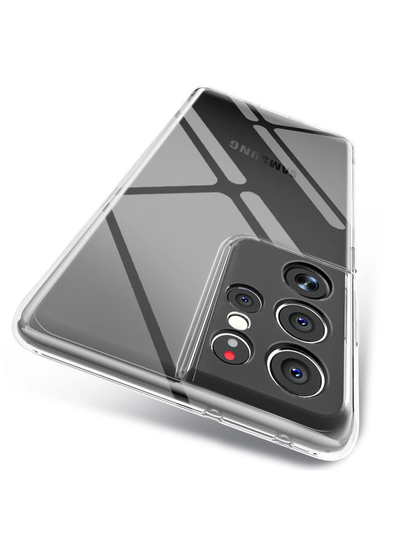 فواتير جراب شفاف مقاوم للصدمات لهاتف Samsung Galaxy S21 ULTRA، غير مصفر، حماية من السقوط العسكري بطول 10 أقدام، غطاء هاتف خلفي شفاف صلب مزود بوسائد هوائية بأربع زوايا للحماية من السقوط - Image 1