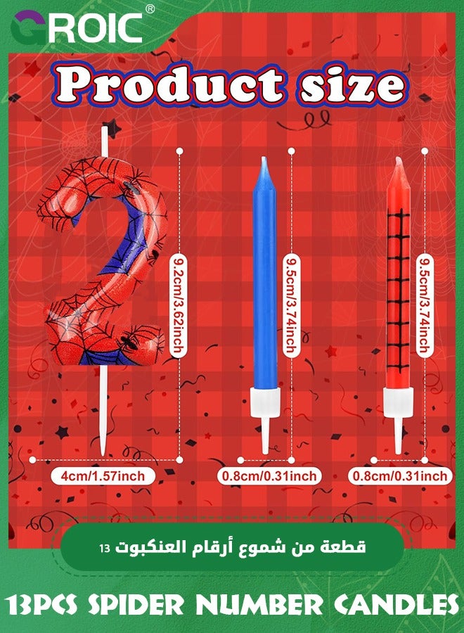 GROIC 13pcs Spider Web Birthday Candles, Number Birthday Candles for Kids ​Birthday Party Spider Theme Decorations, Cake Candles Cake Topper Candle, Candle Number for Birthday Party Supplies (2) - Image 2