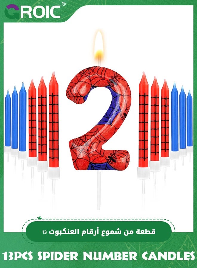 GROIC 13pcs Spider Web Birthday Candles, Number Birthday Candles for Kids ​Birthday Party Spider Theme Decorations, Cake Candles Cake Topper Candle, Candle Number for Birthday Party Supplies (2) - Image 1