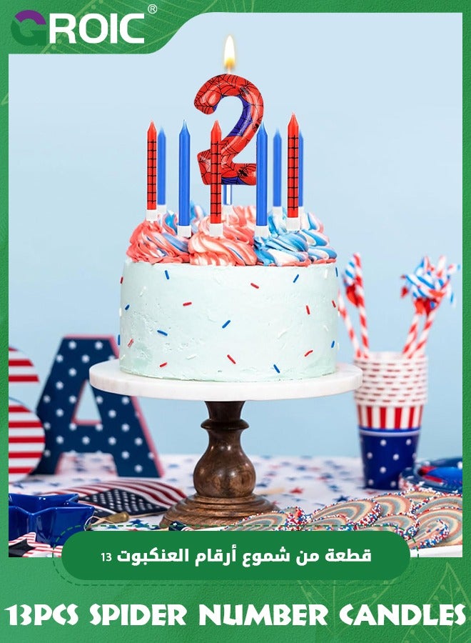 GROIC 13pcs Spider Web Birthday Candles, Number Birthday Candles for Kids ​Birthday Party Spider Theme Decorations, Cake Candles Cake Topper Candle, Candle Number for Birthday Party Supplies (2) - Image 5