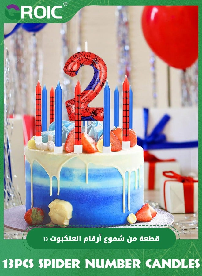 GROIC 13pcs Spider Web Birthday Candles, Number Birthday Candles for Kids ​Birthday Party Spider Theme Decorations, Cake Candles Cake Topper Candle, Candle Number for Birthday Party Supplies (2) - Image 4