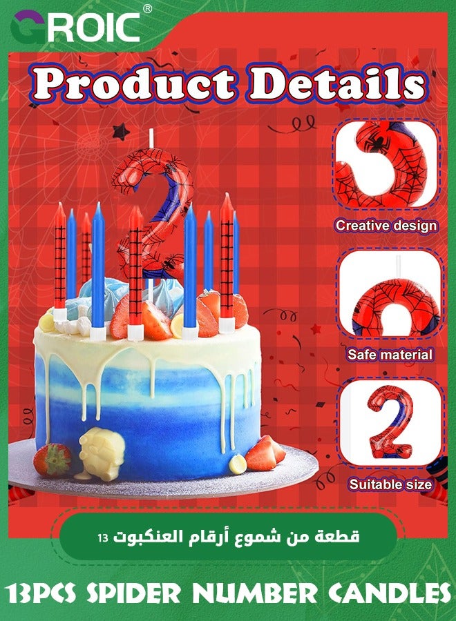 GROIC 13pcs Spider Web Birthday Candles, Number Birthday Candles for Kids ​Birthday Party Spider Theme Decorations, Cake Candles Cake Topper Candle, Candle Number for Birthday Party Supplies (2) - Image 3