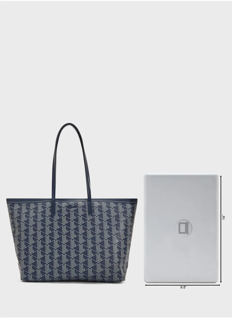 LACOSTE Monogram Top Handle Zip Over Tote