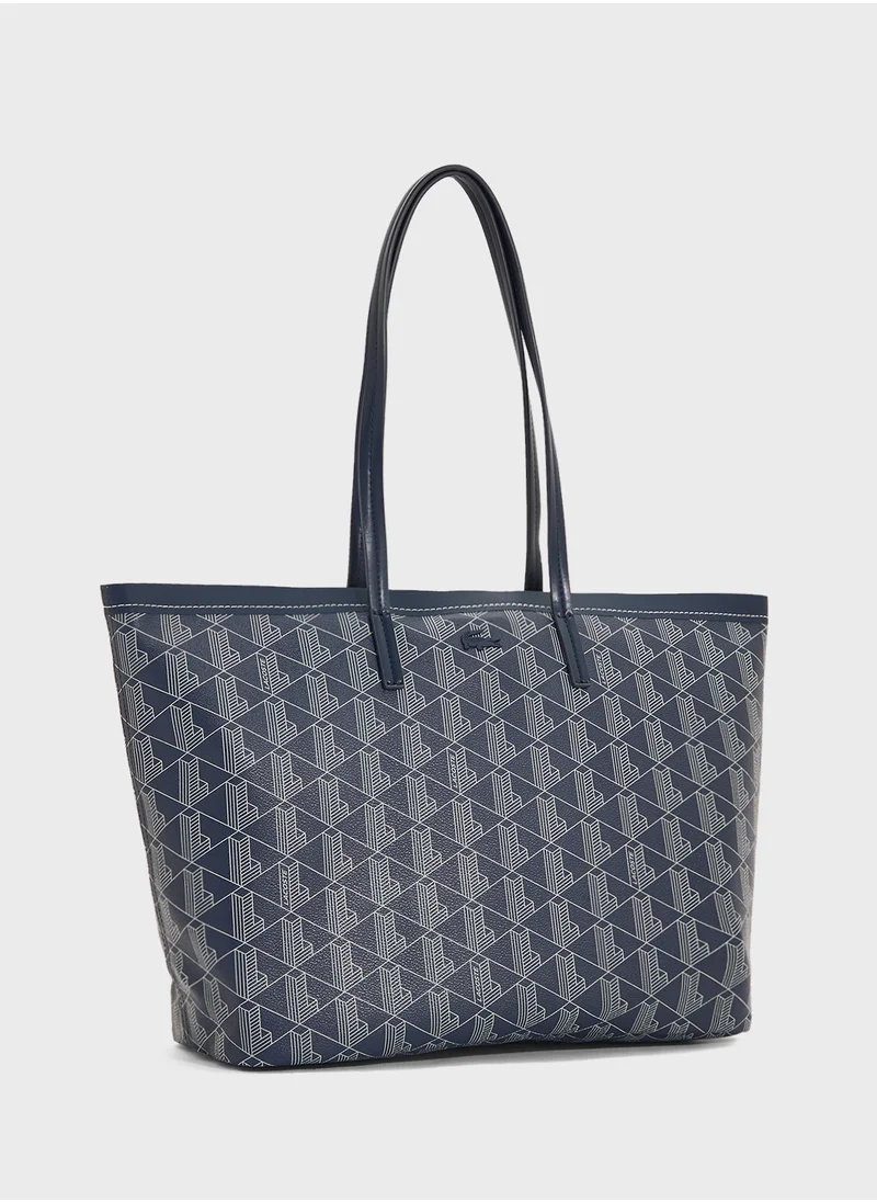 LACOSTE Monogram Top Handle Zip Over Tote