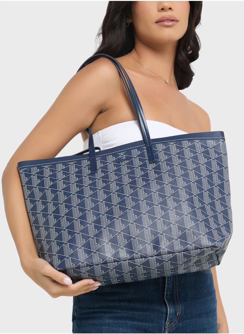LACOSTE Monogram Top Handle Zip Over Tote