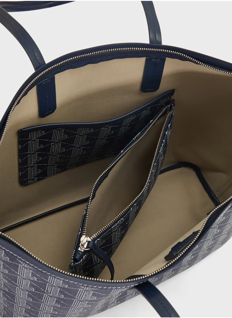 LACOSTE Monogram Top Handle Zip Over Tote
