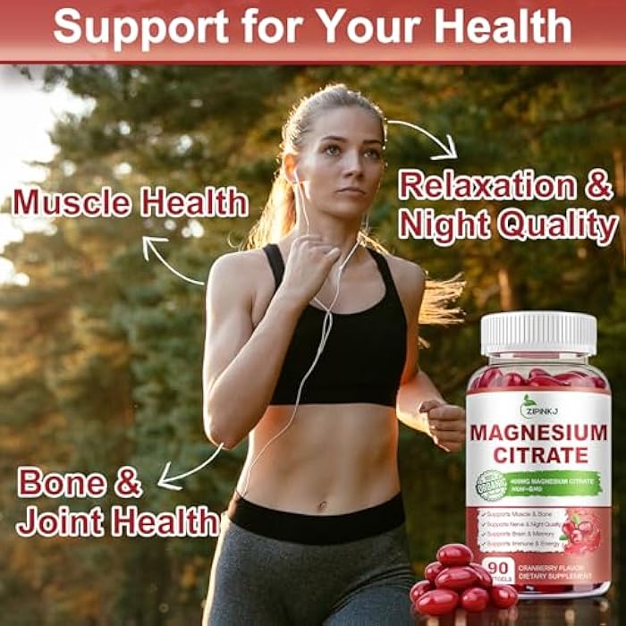 ZIPINKJ Magnesium Citrate Supplements for Women/Men, Magnesium Citrate 400mg with Vitamin D3, Vitamin B6 and Cranberry Extract High Absorption, Improved Night Quality Muscle & Bone, 180-Count, 90 Days Supply - Image 5