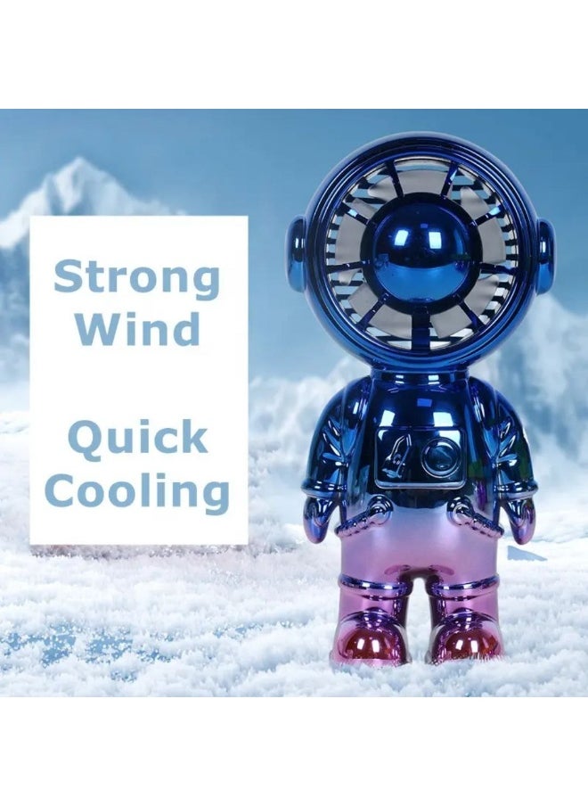 Small portable hand and desk fan with 3-speed USB charger, designed in the shape of a bear and in attractive and multiple metallic colors