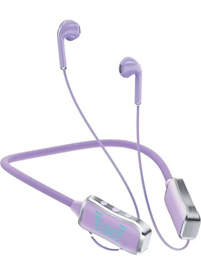 Kin KL50 Bluetooth Neckband Earphones – 48H Playtime, 380 Days Standby, LED Display, TF Card Slot, Multifunction Button Control, Wireless Stereo Headset – Cream - Image 1