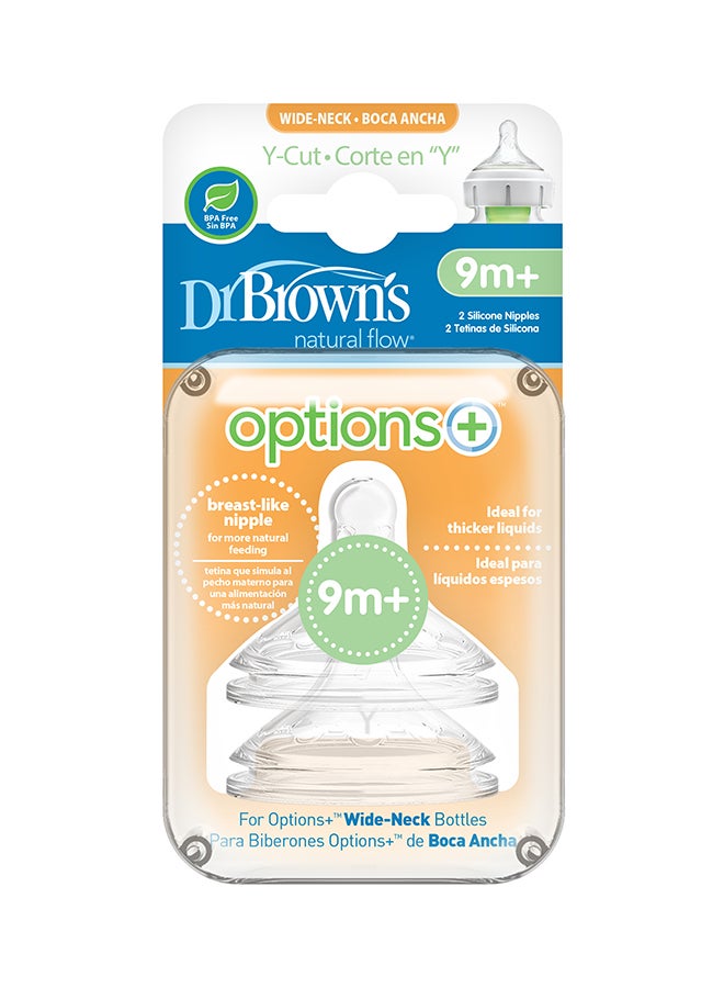 Dr. Brown’s Y-Cut Silicone W-N Options+ Anti-Colic Nipple, 2-Pack - Image 1
