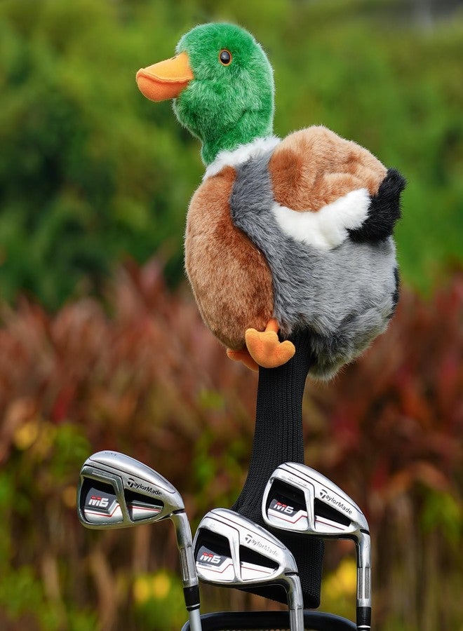 Big Crazy Funny Driver Headcover, Plush Golf Club Covers Long Neck, Animal Headcover, Fairway Wood Hybrid Headcover, Headcovers for Golf Clubs Fits Men and Women,Driver Headcover Animal for Present,Mallard Duck - Image 2