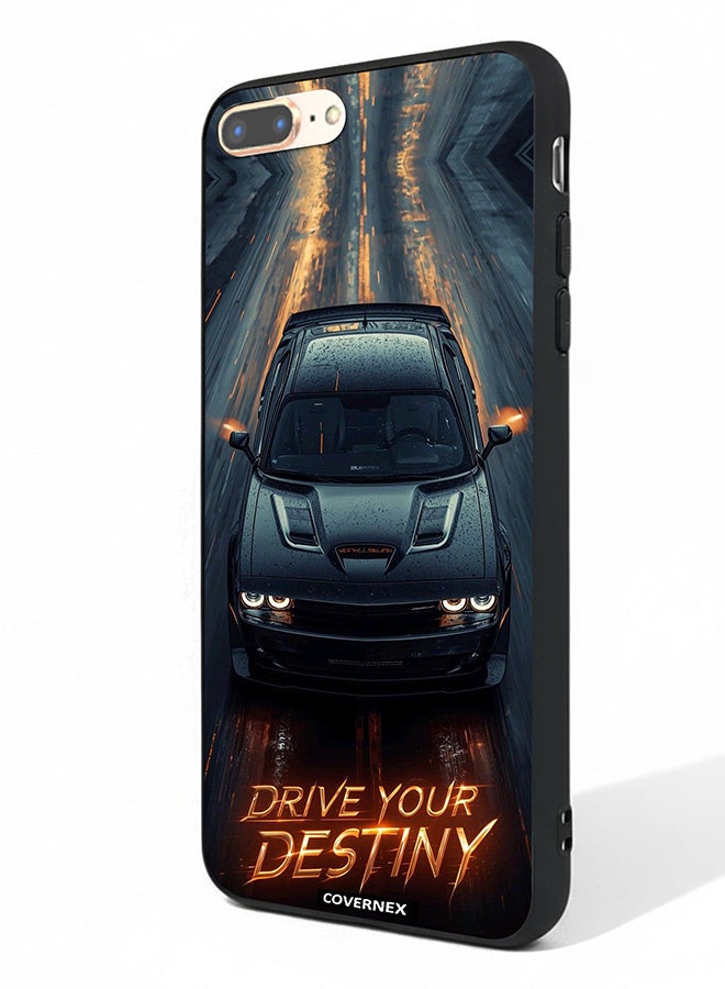 Covernex Apple iPhone 8 Plus Protective Case Cover Printed Featuring Drive Your Desting Dark Muscle Car - Image 1