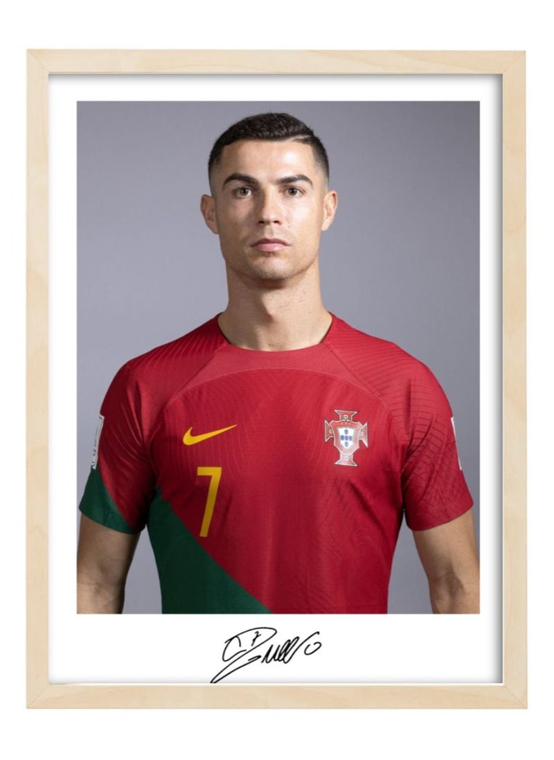 Boomah Accessories - Cristiano Ronaldo Portugal FIFA World Cup Autographed Poster with Frame 30x40cm - Image 1