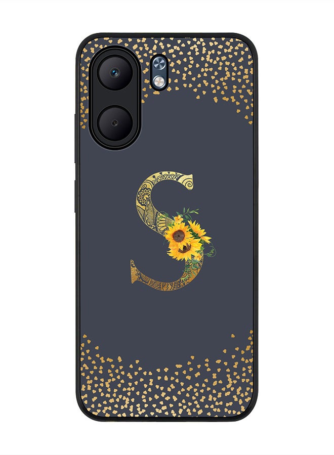 Stylizedd For Oppo A5x 5G / A5x 4G Case,Slim fit Camera Protection, Shockproof Thin Phone cover  - Custom Floral Monogram - S  (Grey )