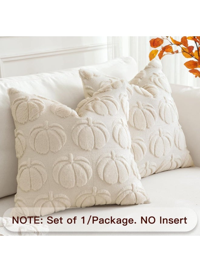 Beauenty Set of 1 Wool Pumpkin Cushion Cover Soft Plush Short Wool Velvet Decorative Cushion Covers Autumn Cushion Cover Sofa Cushion Autumn Decoration for Sofa Bedroom Halloween Cream Beige 45 x 45 - Image 3