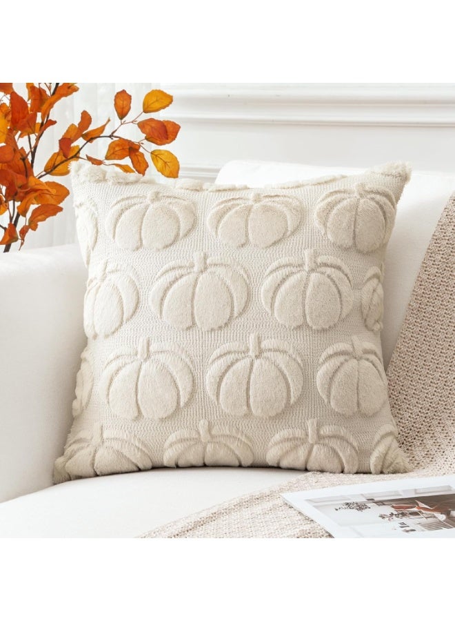 Beauenty Set of 1 Wool Pumpkin Cushion Cover Soft Plush Short Wool Velvet Decorative Cushion Covers Autumn Cushion Cover Sofa Cushion Autumn Decoration for Sofa Bedroom Halloween Cream Beige 45 x 45 - Image 4
