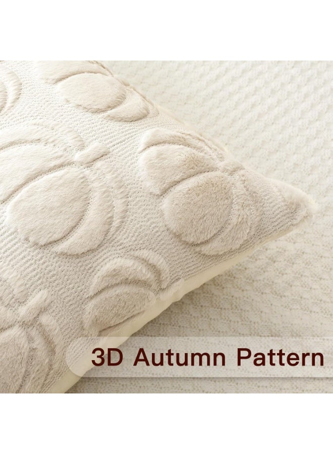Beauenty Set of 1 Wool Pumpkin Cushion Cover Soft Plush Short Wool Velvet Decorative Cushion Covers Autumn Cushion Cover Sofa Cushion Autumn Decoration for Sofa Bedroom Halloween Cream Beige 45 x 45 - Image 5