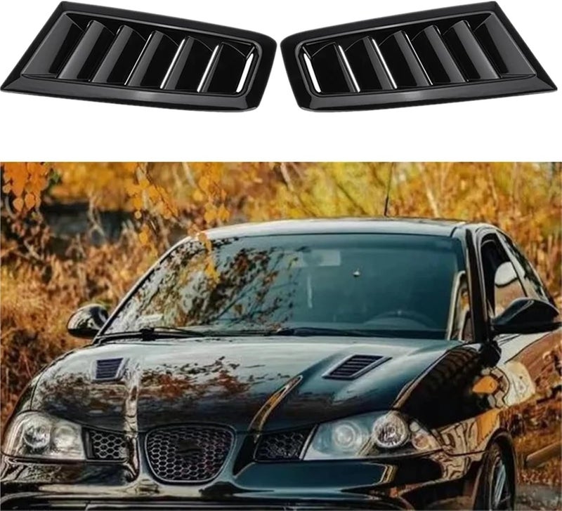 2 X Engine Hood Vent Compatible with SEAT Ibiza 6L Seat Leon MK2 1P Altea Louvers Air Scoop Bonnet Vent Cover Air Intake Cover Glossy Black(Carbon Look) - Image 2