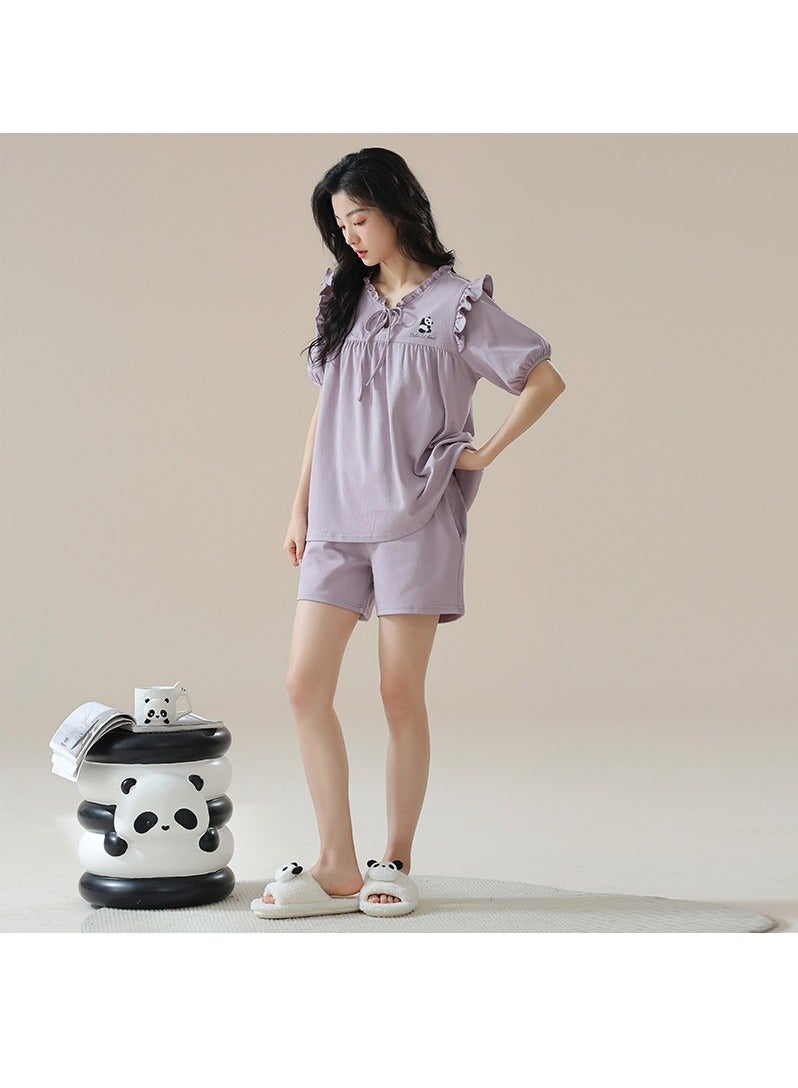 KUYING New Two-Piece Set Of Ice Silk Pajamas