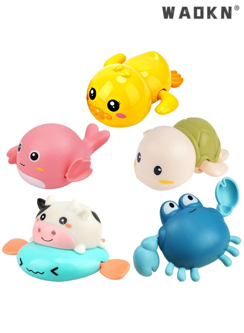دبليو أيه أو كي أن طفل حوض الاستحمام لعبة مجموعة ، لطيف الحيوان على مدار الساعة لعبة حمام سباحة ، 1-3 سنوات من العمر لعبة حمام للأطفال ، من الذكور والإناث ، 5 مجموعات - Image 1