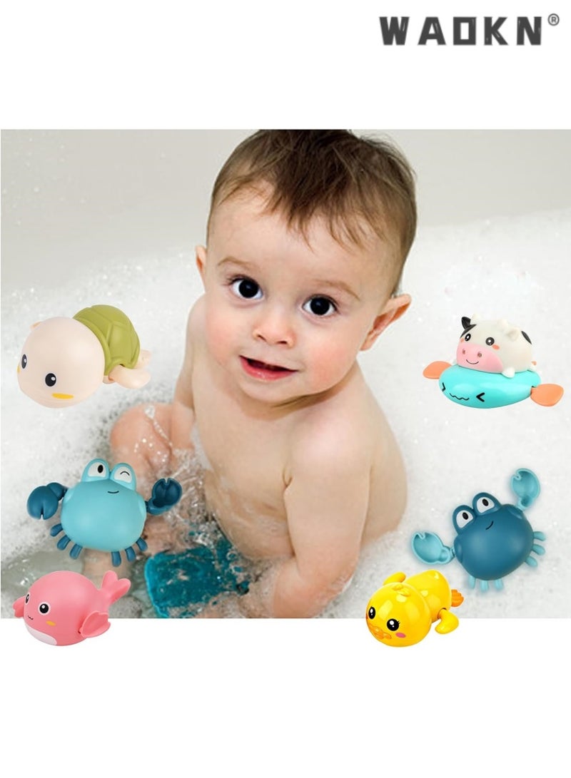 دبليو أيه أو كي أن طفل حوض الاستحمام لعبة مجموعة ، لطيف الحيوان على مدار الساعة لعبة حمام سباحة ، 1-3 سنوات من العمر لعبة حمام للأطفال ، من الذكور والإناث ، 5 مجموعات - Image 3