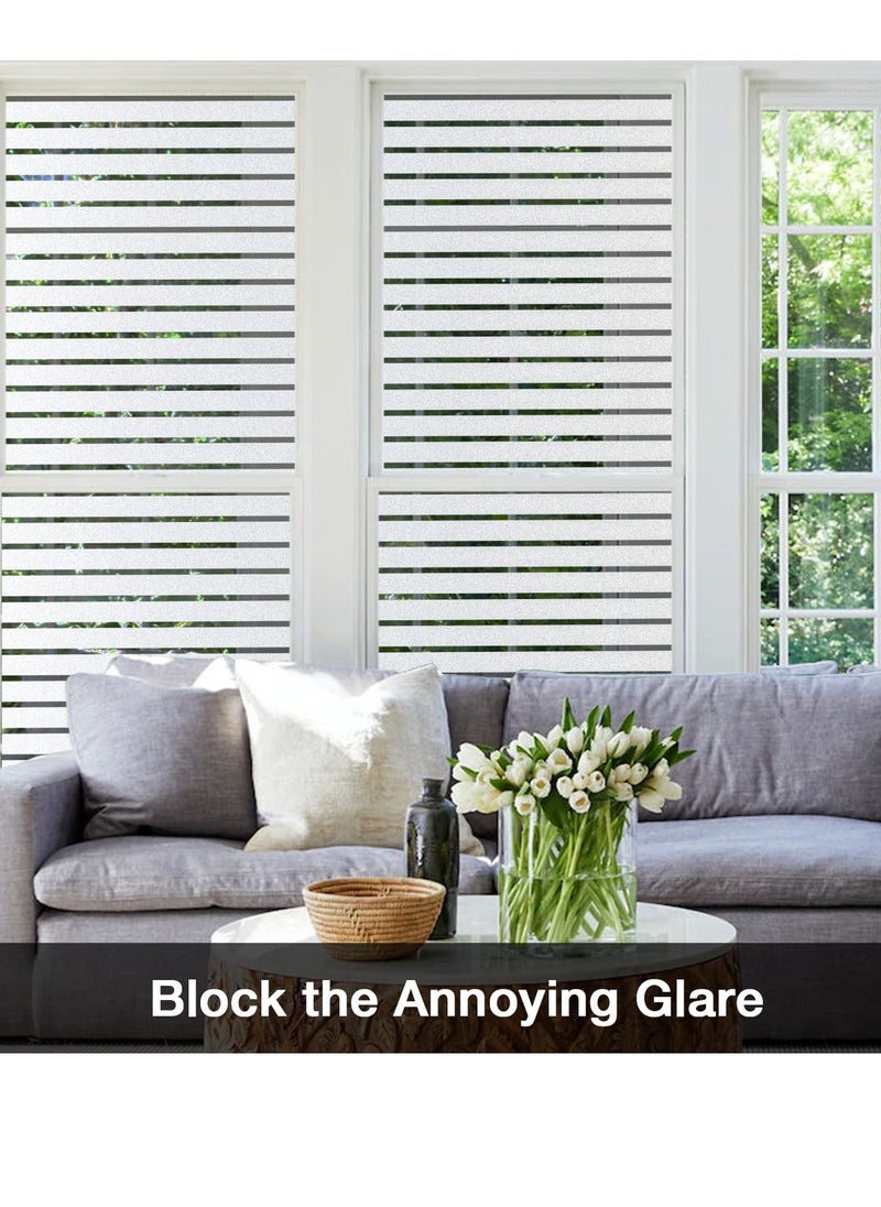 Excefore Window Film Privacy, Frosted Stripe Patterns, No Glue Static Cling, UV Protection, Self Adhesive Stained Glass Film, 30  400cm, Suitable for Home, Office  - Image 2