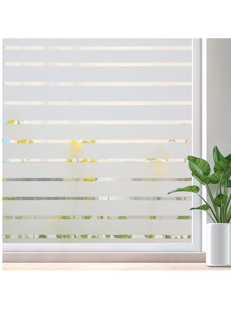 Excefore Window Film Privacy, Frosted Stripe Patterns, No Glue Static Cling, UV Protection, Self Adhesive Stained Glass Film, 30  400cm, Suitable for Home, Office  - Image 1