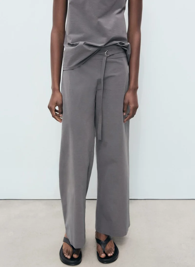 مانجو Straight Trousers With Fine Belt