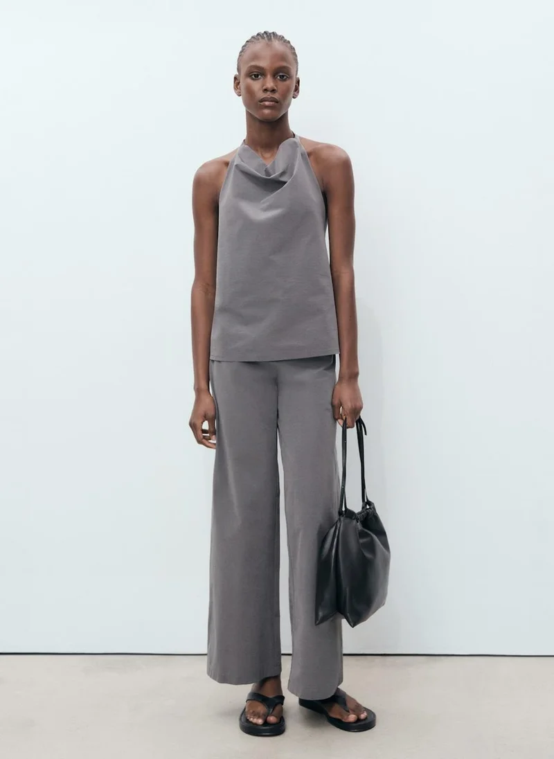 MANGO Straight Trousers With Fine Belt