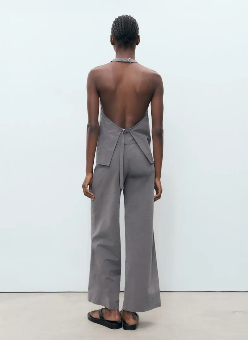 مانجو Straight Trousers With Fine Belt
