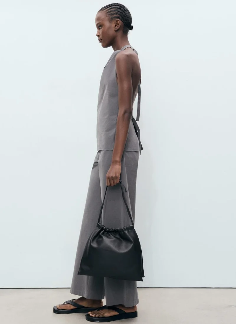 MANGO Straight Trousers With Fine Belt