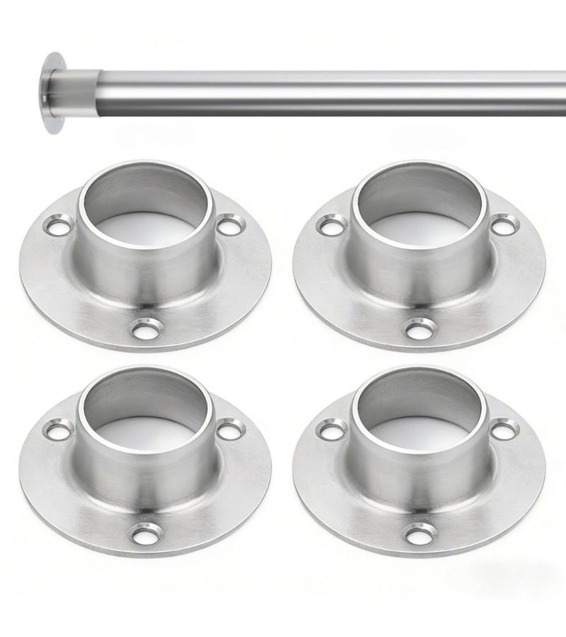 Heavy Duty Stainless Steel Closet Rod Bracket Set 4 Pack 0 75 Inch Socket Flange Support - Image 1