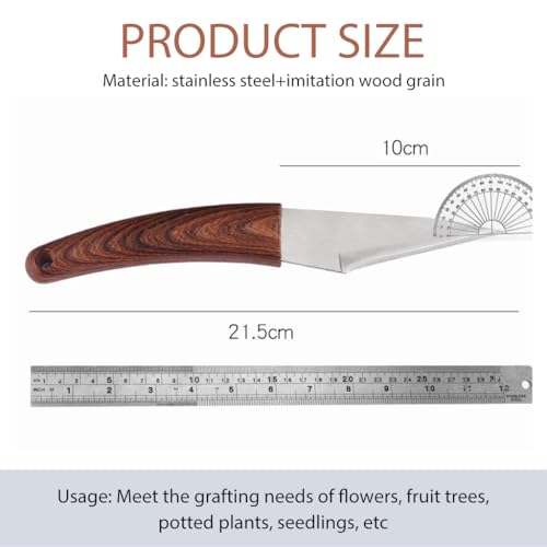 HASTHIP® Grafting Tool with Portable Laether Pouch, Stainless Steel Grafting Tool for Organic Fruits Tree, Shoot Tool Pruning Cutter with Wooden Handle - Image 4