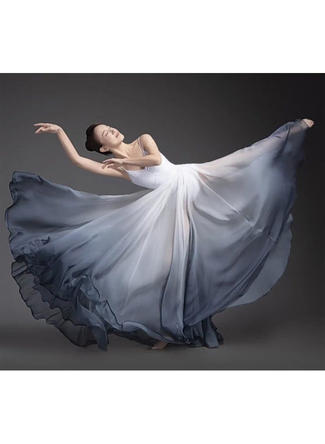 ZX Modern Ballet Lyrical Dance Skirt Gradient Color Sheer Long Flowy Skirts for Ballerinas Photography Performance Blue Green - Image 4