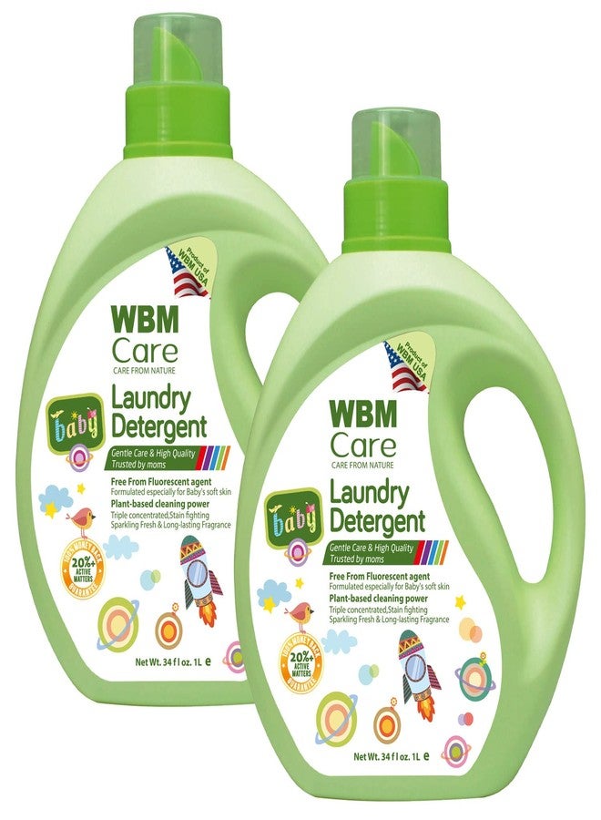 WBM Care Natural Liquid Baby Laundry Detergent | Gentle Formula for Baby's Sensitive Skin | 34 oz, 100 Loads | Convenient 2-Pack for All Your Laundry Needs - Image 1