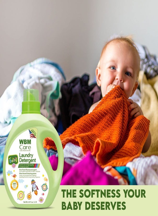 WBM Care Natural Liquid Baby Laundry Detergent | Gentle Formula for Baby's Sensitive Skin | 34 oz, 100 Loads | Convenient 2-Pack for All Your Laundry Needs - Image 5
