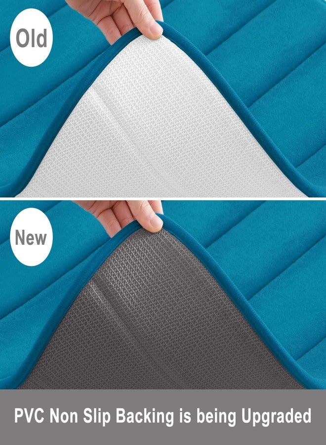 Buganda Memory Foam 3 Pieces Bathroom Rugs Set - Thick Soft Absorbent Non-Slip Bath Mats, Washable Small/Large/Contour Bath Rugs (24" x 16" + 30" x 20" + 24" x 20", Peacock Blue) - Image 4