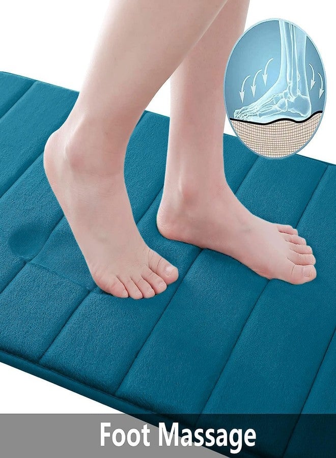 Buganda Memory Foam 3 Pieces Bathroom Rugs Set - Thick Soft Absorbent Non-Slip Bath Mats, Washable Small/Large/Contour Bath Rugs (24" x 16" + 30" x 20" + 24" x 20", Peacock Blue) - Image 3