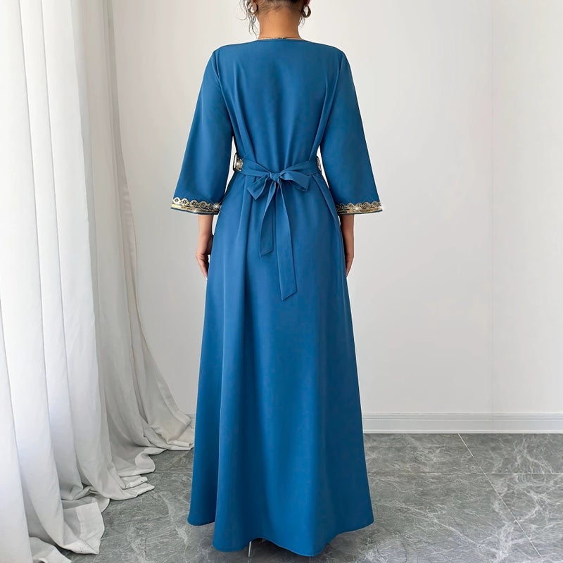 Elegant Tassel Lace V-Neck Long-Sleeve Dress for Women - Image 4