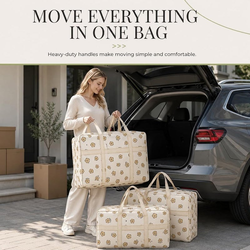 Chrysoverge Moving Bag, Heavy Duty Storage Bag for House Moving with Reinforced Handles, Foldable Travel Duffel Bag for Clothes, Comforters and Bedding, for Students and Travelers (80x50x25 cm) - Image 5