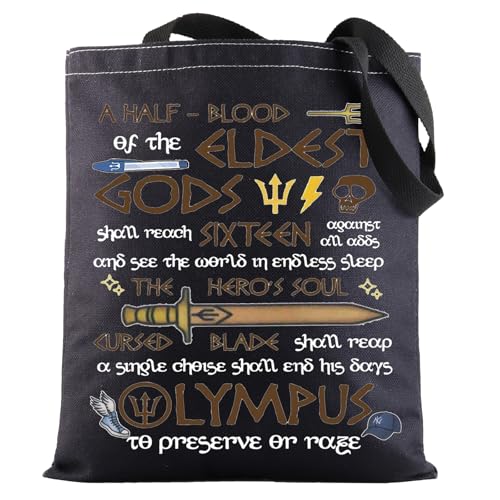 G2TUP Heroes of Olympus Shoulder Bag Book Lover Inspired Gift Riptide Sword Tote Bag Movie Merch (A Half Bl TG) - Image 1
