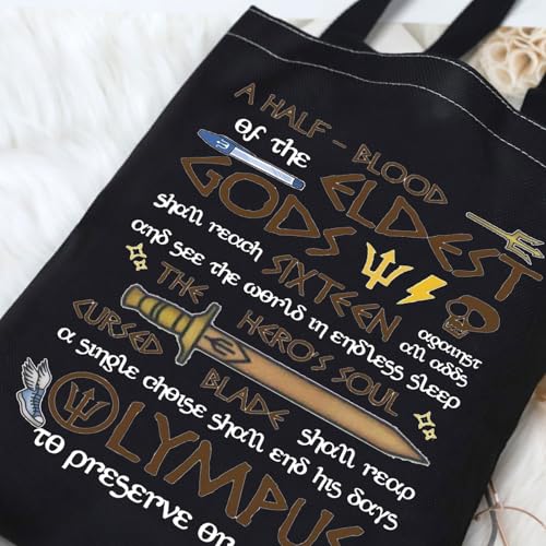 G2TUP Heroes of Olympus Shoulder Bag Book Lover Inspired Gift Riptide Sword Tote Bag Movie Merch (A Half Bl TG) - Image 4