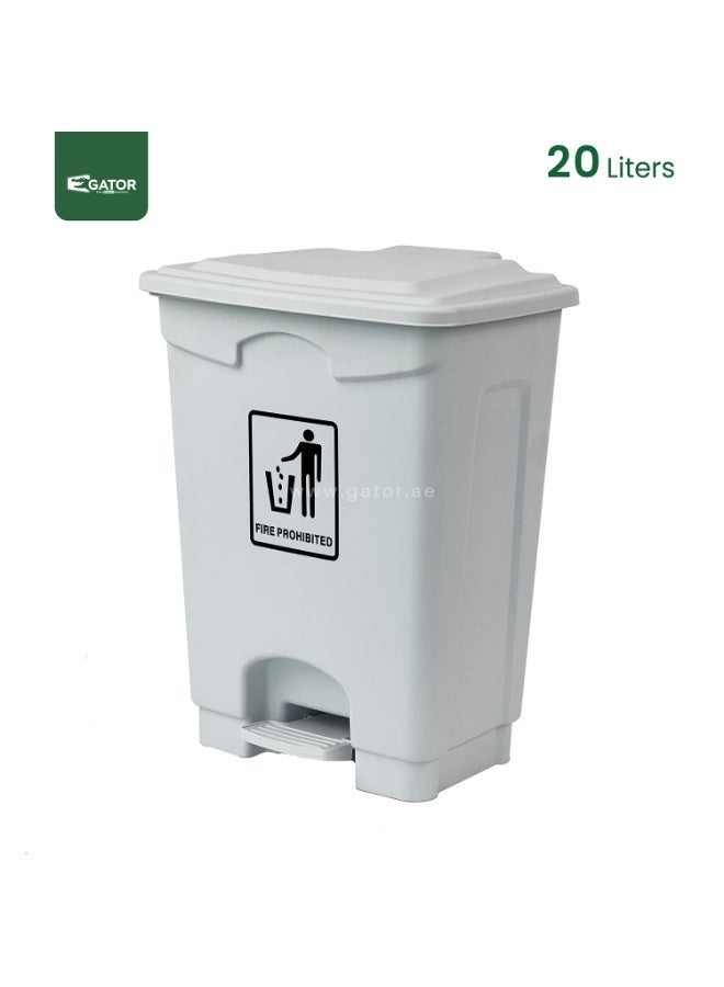 Gator Mini Step Trash Bin | Plastic Matte Finish | Suitable For Bathrooms & Kitchens | White | 20 Liters - Image 1