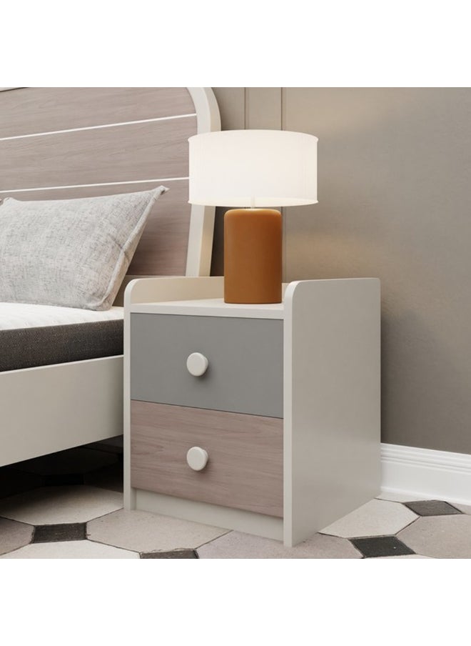 ROYALOAK - Royaloak Mustang Side Table | Two Drawers | HDF Construction | Elegant Matte Finish | Modern Design | Durable & Long-lasting | Side Table with Storage | Bedside Table - Image 1