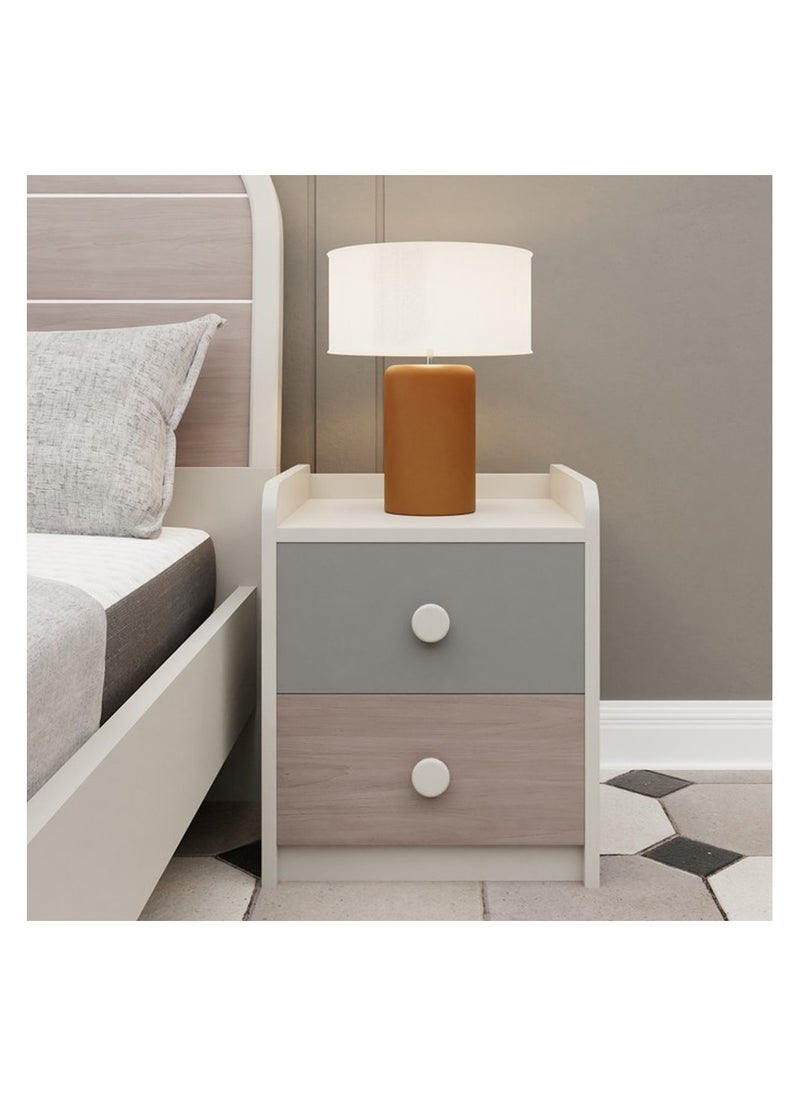 ROYALOAK - Royaloak Mustang Side Table | Two Drawers | HDF Construction | Elegant Matte Finish | Modern Design | Durable & Long-lasting | Side Table with Storage | Bedside Table - Image 1