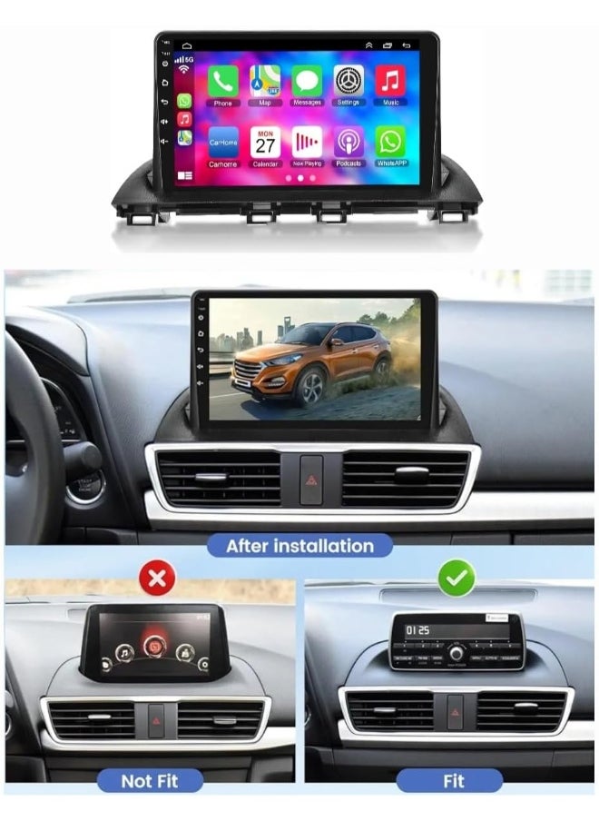 Fit Mazda 3 Car Stereo Mazda 3 Axela Android Screen 2014-2019 With Apple Carplay Android Auto Wireless WiFi DSP FM&AM BT AHD Camera Included Fast Interface QLED (4+32GB 360D Cameras)